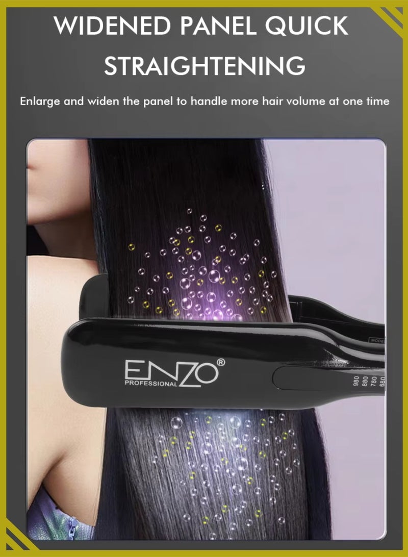 إنزو مكواة فرد الشعر إنزو EN-5186 المصنوعة من الجرافيت والتيتانيوم - مكواة فرد شعر احترافية عالية الحرارة مزودة بشاشة رقمية لتصفيف ناعم وخالٍ من التجعد - Image 3